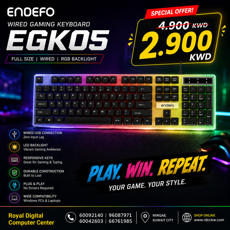 Endefo Wired Gaming Keyboard White | EGK05