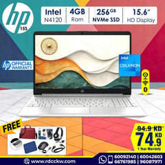 Laptop HP 15s FQ0008NIA | Intel N4120 Processor | 4GB DDR4 RAM | Storage 256GB SSD | Intel HD Graphics | English Keyboard | Color Silver | Dos - No Windows | 1 year warranty |