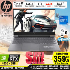 HP Victus Gaming 16-R0042NE i7-13700H 13th Gen 16 GB Ram 1TB SSD 6GB VGA 15.6 inch FHD 144 Hz
