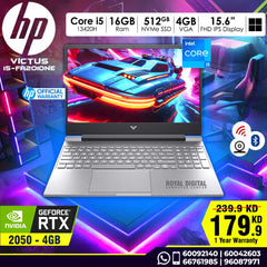 HP Victus 15-fa2010ne Gaming Laptop 16GB RAM 512GB SSD 4GB GeForce RTX 2050 VGA 15.6 inch