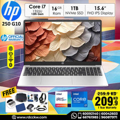 Laptop HP 250 G10 | Intel Core i7-1355U Processor 13th Generation | Ram 16GB DDR4 | Storge 1TB SSD NVme | Display 15.6