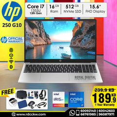 Laptop HP 250 G10 | Intel Core i7-1355U Processor 13th Generation | Ram 16GB DDR4 | Storge 512GB SSD NVme | Display 15.6