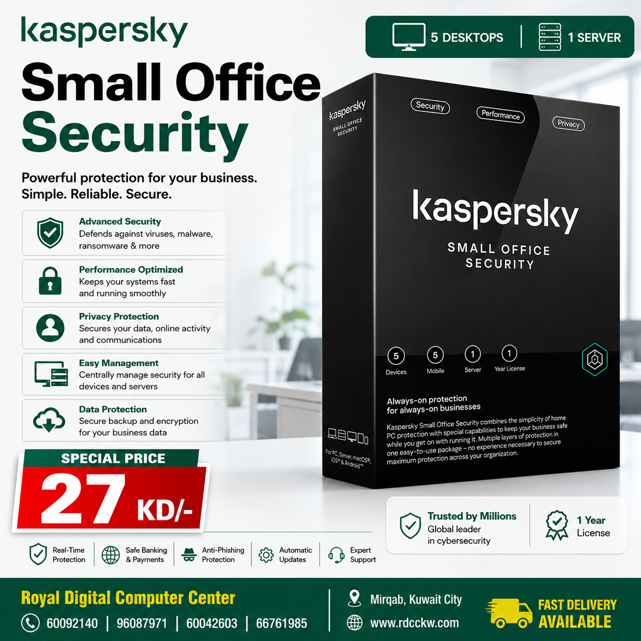 Kaspersky Small Office Security - 5 Desktops + 1 Server