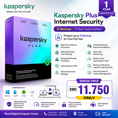 Kaspersky Plus Internet Security – 5 Devices | 1 Year Subscription