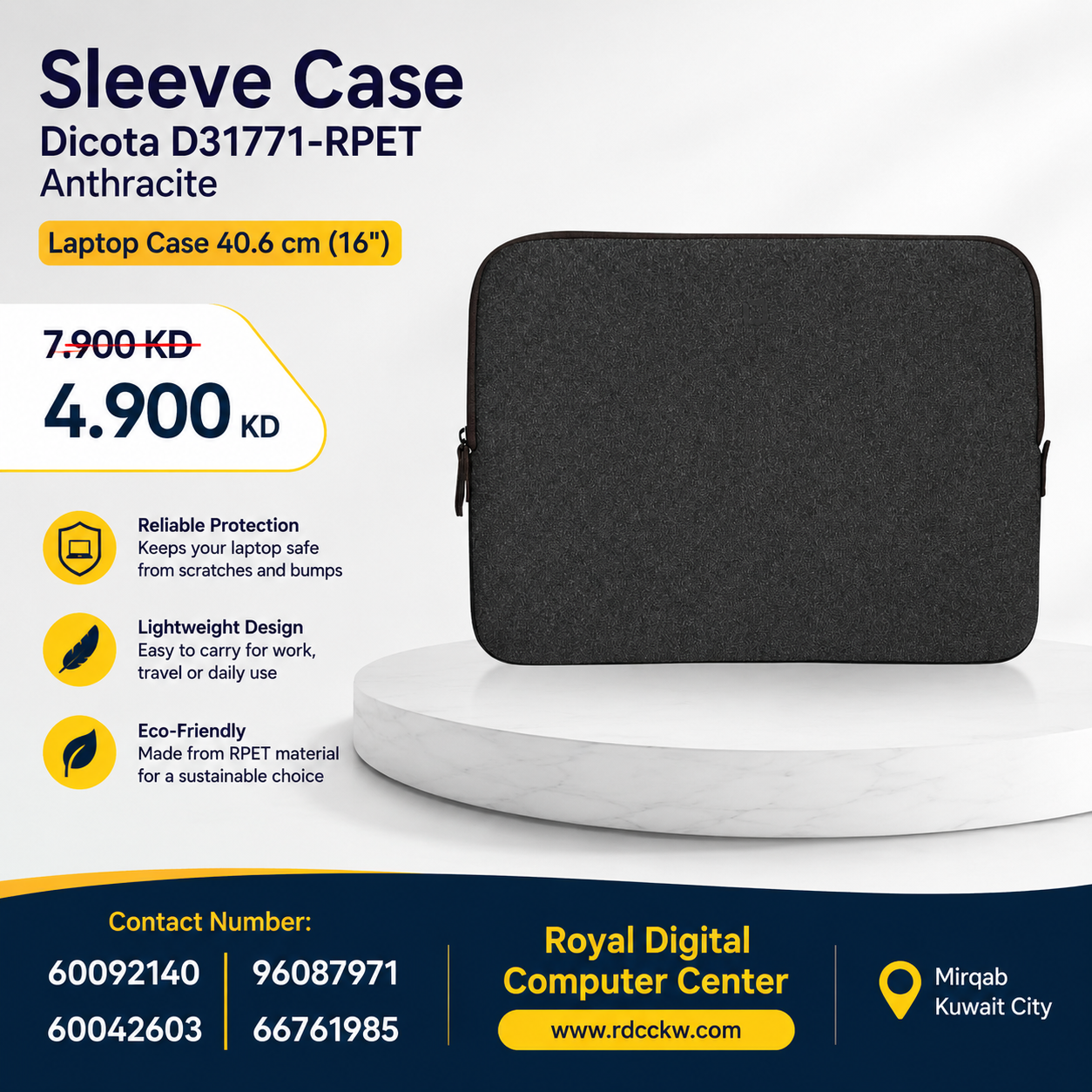 Sleeve case  Dicota D31771-RPET Anthracite | Laptop case 40.6 cm (16")