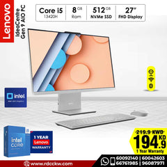 All In One PC | Lenovo IdeaCentre  Gen 9 AIO PC | Intel Core i5-13420H | 8GB RAM DDR5 | 512 GB NVMe SSD | 27