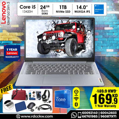 Laptop Lenovo IdeaPad Slim 3 | 14IRH10 | Intel Core i5-13420H | 24 GB DDR 5 | 1 TB SSD NVMe | 14 Inch WUXGA IPS |  Intel UHD Graphics | Windows 11 Home | 1 Year Warranty