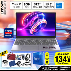 Lenovo IdeaPad Slim 3, 15 inch, Intel Core i5, 8GB RAM 512GB SSD, Windows 11 Home - Grey