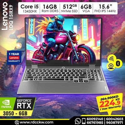 Lenovo LOQ, Intel Core i5-13450HX, 16GB, 512GB, RTX 3050 6GB, 15.6 FHD, Luna Grey, Dos, 1 Year