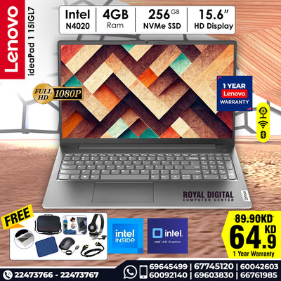 Lenovo ideaPad 1 15IGL7 Intel 4020 Processor 4GB Ram 256 GB NVMe SSD 15.6inch Full HD Display