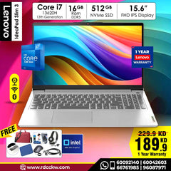 Laptop Lenovo Ideapad Slim 3 | Intel Core i7-13620H (13th Gen) | 16GB RAM DDR5 | Storage 512GB SSD NVMe | Intel UHD Graphics | Display 15.6
