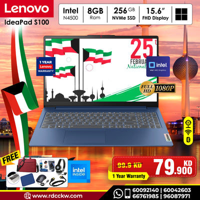 Laptop Lenovo IdeaPad 1 | Intel Celeron N4500 Processor | Ram 8GB DDR4 | Storage 256GB NVMe SSD | Integrated Intel UHD Graphics | Display 15.6" inch HD | Color Abyss Blue | 1 Year Warranty