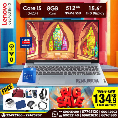 لينوفو ايديا باد سليم 3 كور اي 5 13420H الجيل الثالث عشر رام 8 جيجا بايت 512 جيجا بايت NVMe SSD 15.6 بوصة كامل الوضوح