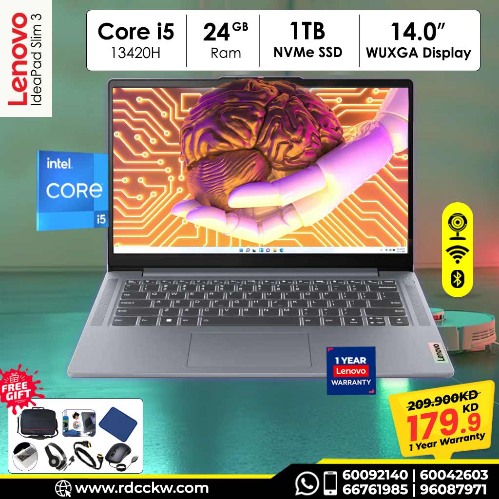 Lenovo IdeaPad Slim 3, Intel Core i5-13420H, 24GB, 1TB, 14" WUXGA, W11H, 1 Year