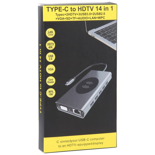 14 in 1 Type-C Docking Station with Wireless Charging(1000M Network Port)