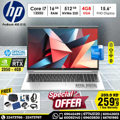 HP ProBook 450 G10 i7-1355U 13th RTX 4GB VGA 16GB Ram 512 SSD 15.6inch FHD