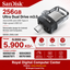محرك أقراص SanDisk Ultra Dual Drive m3.0 سعة 256 جيجابايت، منفذ microUSB وUSB Type-A، منفذ USB 3.0 عالي السرعة، تصميم قابل للسحب لأجهزة Android وأجهزة الكمبيوتر - SDDD3-256G-G46 