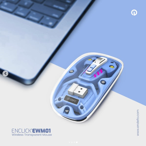 endefo EnClick'EWM01 Wireless 5D Clear Mouse Racing Wheel (Blue)