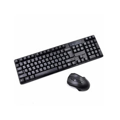 TJ-808 2.4G Keyboard and Mouse Suit Wireless Keyboard and Mouse - Black Arabic