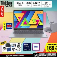 Laptop Lenovo ThinkBook 14 G7 AI PC | Intel Core Ultra5 125U Processor | 8GB RAM DDR5 | Storage 512GB NVMe SSD | Integrated Intel Graphics | 14.0
