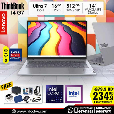 Laptop Lenovo TB 14G7 AI PC, Intel Core Ultra 7 155H, 16GB, 512GB, 14.0" WUXGA, Arctic Grey, Dos, 1 year