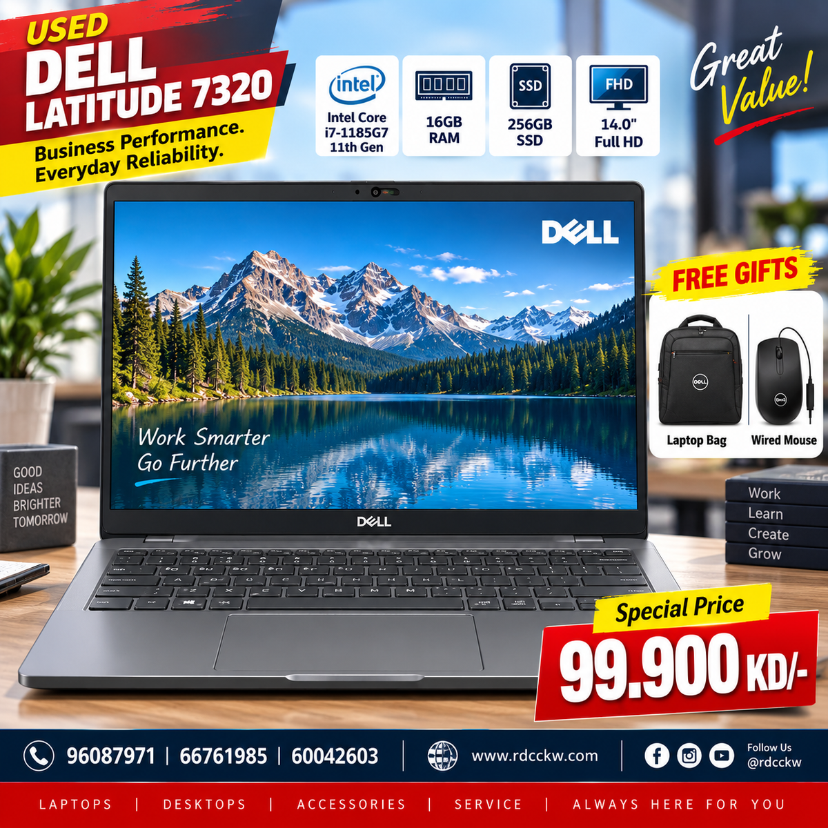 Used Laptop Dell Latitude 7320 – Core i7 11th Gen | 8GB RAM | 256GB SSD | 13.3" FHD