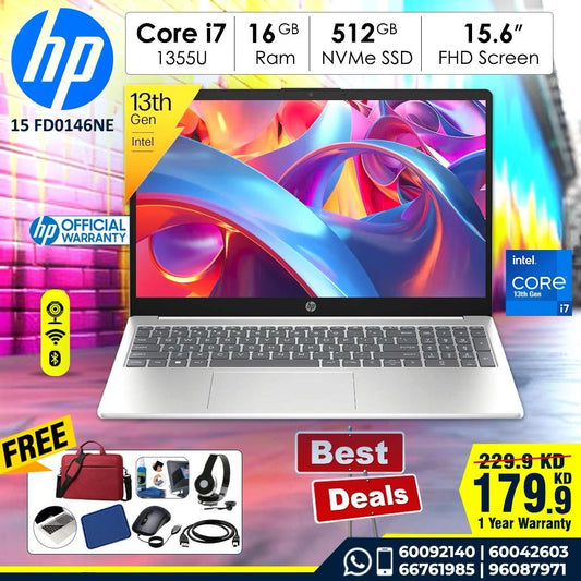 HP 15 FD0146NE 13th Generation Core i7 16GB Ram 512GB NVMe SSD  15.6 inch Full HD