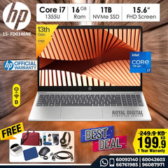HP 15- FD0146NE 13th Generation Core i7 16GB Ram 1TB NVMe SSD  15.6 inch Full HD