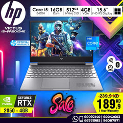 HP Victus 15-fa2010ne Gaming Laptop 16GB RAM 512GB SSD 4GB GeForce RTX 2050 VGA 15.6 inch