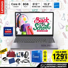 Lenovo IdeaPad Slim 3, 15 inch, Intel Core i5, 8GB RAM 512GB SSD, Windows 11 Home - Grey
