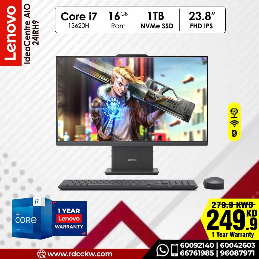 ALL IN ONE PC Lenovo IdeaCentre (24IRH9 | F0HN00L4AX) |Intel® Core™ i7-13620H Processor | 16GB RAM | 1 TB SSD | 23.8" FHD | IRON GREY