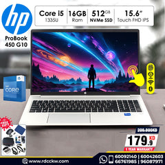 Touch Laptop HP ProBook 450 G10 | Intel Core i5-1335U Processor | 16GB RAM DDR4 | Storage 512GB SSD | Display 15.6