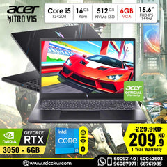 Laptop Acer Nitro V 15 | Intel Core i5-13420H | 16GB RAM | 512GB SSD | NVIDIA GeForce RTX 3050 6GB