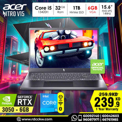 Laptop Acer Nitro V 15 | Intel Core i5-13420H | 32GB RAM | 1TB SSD | NVIDIA GeForce RTX 3050 6GB