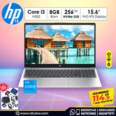 Laptop HP 15-fd0133wm | Intel Core i3-N305 Processor | Ram 8GB DDR4 | Storage 256GB NVMe SSD | Integrated Intel UHD Graphics | Display 15.6