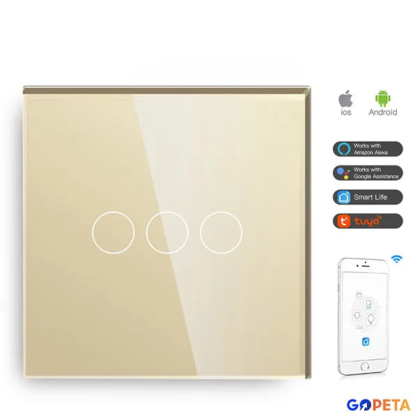 Smart Light Switch 3 Gang (black or white)