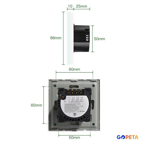 Wall Smart Light Switch 2 gang