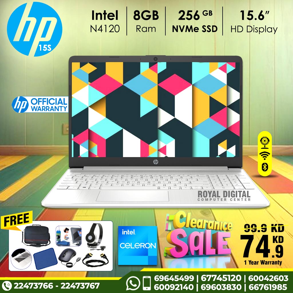 HP 15S-FQ0008NIA celeron 8GB RAM 256GB NVMe SSD 15.6inch