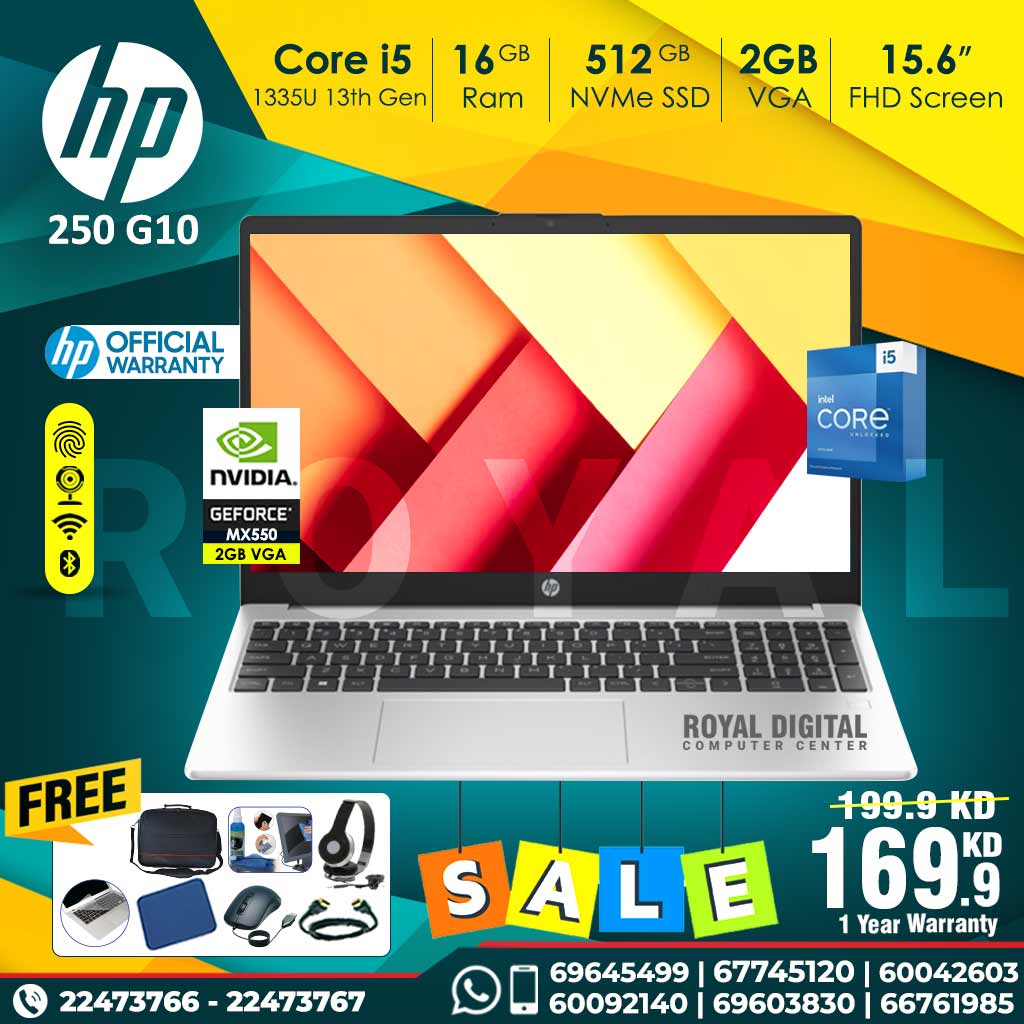 HP 250 G10 13th Generation Core i5 16GB Ram 512GB NVMe SSD 15.6