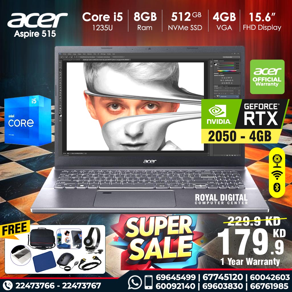 Acer Aspire 515 Core i5 8GB RAM 512GB NVMe SSD 4GB VGA 15.6 inch IPS Display