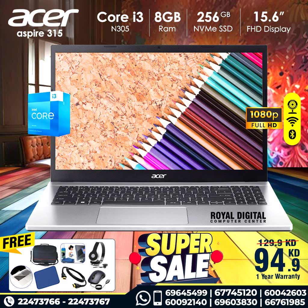 Acer Aspire 3 Core i3 8 GB RAM 256 GB SSD 15.6 FHD