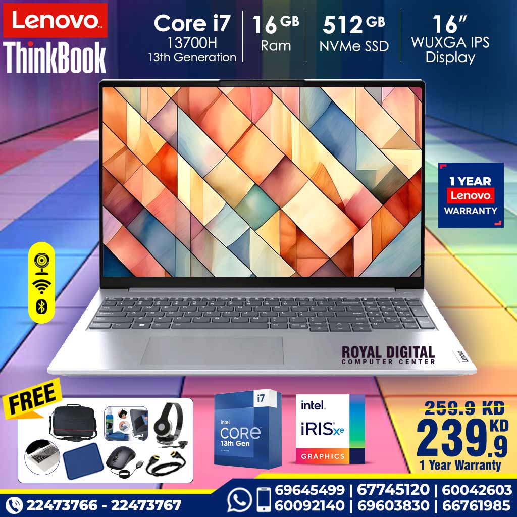 Lenovo Think Book 16 Gen 6 | Intel Core I7 13700H | 16 GB DDR5 Ram | 512 GB SSD NVMe  | 16