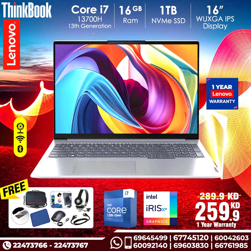 Lenovo Think Book 16 Gen 6 | Intel Core I7 13700H | 16 GB DDR5 Ram | 1 TB SSD NVMe  | 16